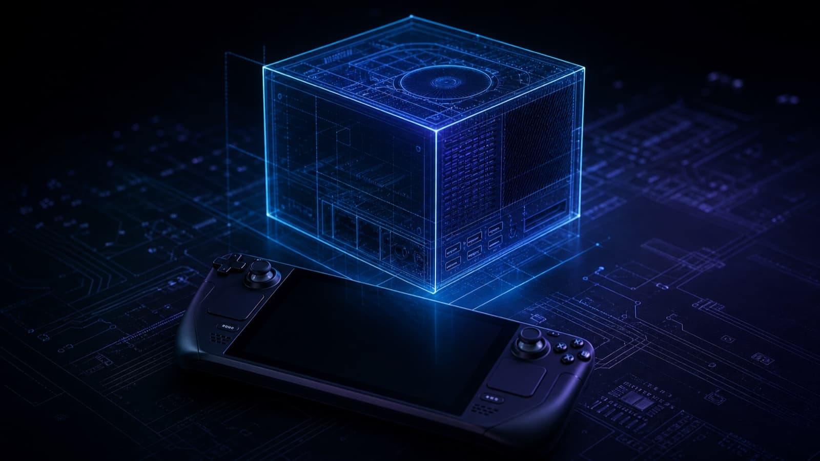 A dark technical blueprint cover for Steam Machine specs analysis.